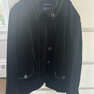 Jones New York Women’s Stretch Velour Detailed Black Blazer Jacket- P Small